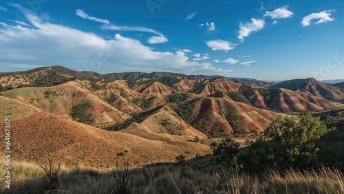 The colorful hills display ...