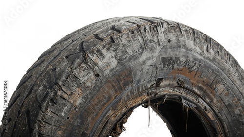 Aged tire set on a clean wh...