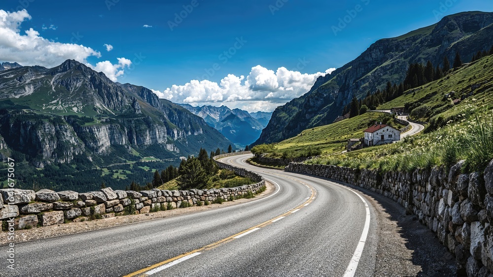 Fototapeta premium Timeworn trail approaching the alpine pass