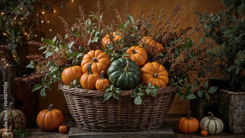 Decorative pumpkins arrange...