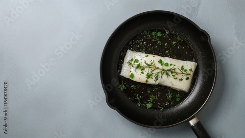 Uncooked cod garnished with...