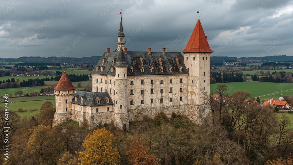 Fototapeta premium 13th-century stronghold connected to a notorious ruler nicknamed Dracula, formerly inhabited by a queen.