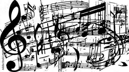 clipart of one line of music notes that seem to be floating in a breeze that feels gentle