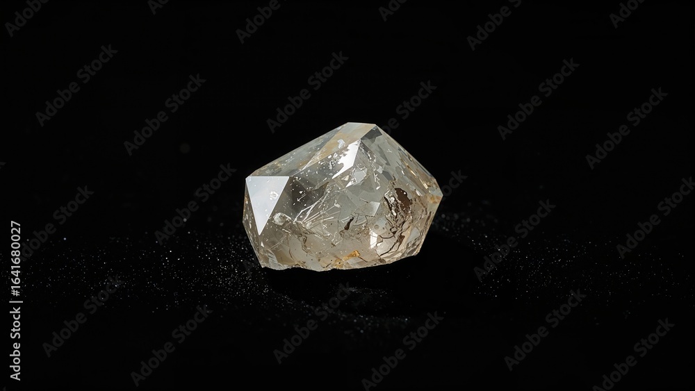 Fototapeta premium Crystal rhinestones on a dark surface with reflections