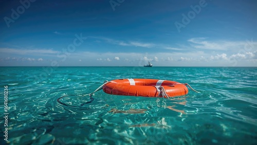 Rescue buoy drifting on wat...