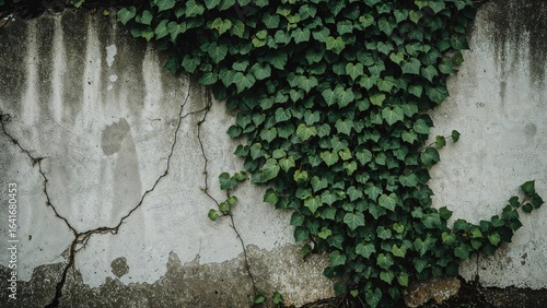 Aged Cement Wall Entwined w...