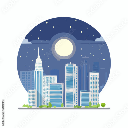 Night city background buildings moonlight icons dark design eps ai vector
3