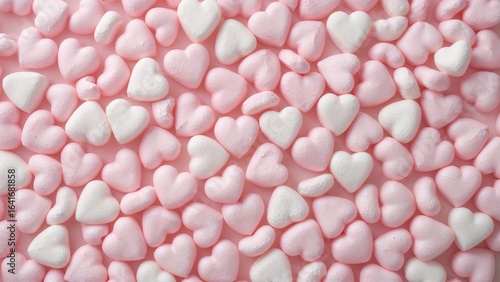 Wallpaper Mural Heap of pink and white heart-form marshmallows displayed on a white base Torontodigital.ca