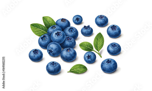 Blueberry illustrations on white background.01