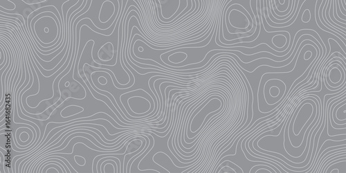 Abstract seamless topographic contour map pattern in gray tones. Modern elevation lines background design, perfect for geography, navigation, hiking, adventure, and creative graphic projects.