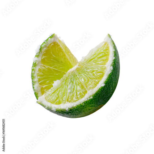 Salted Lime Wedge, Fresh Citrus Fruit, Isolated on Black Background