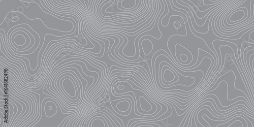 Abstract seamless topographic contour map pattern in gray tones. Modern elevation lines background design, perfect for geography, navigation, hiking, adventure, and creative graphic projects.