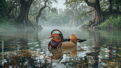 Attractive mandarin duck
