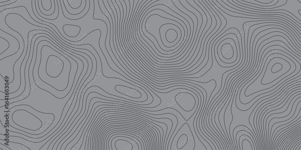 Fototapeta premium Abstract topographic contour line pattern in gray tones, creating a modern wavy texture. Minimalist geographic background design, suitable for maps, wallpapers, and digital graphics.