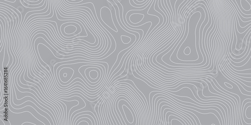 Abstract seamless topographic map pattern in light gray tones, contour lines creating organic shapes and elevation curves, minimal modern background for design, wallpaper, and texture projects.