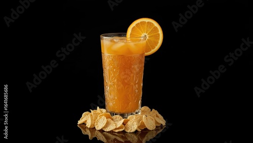 Glass of orange juice accom...
