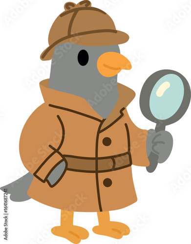Detective Pigeon with Magnifying Glass