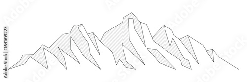 Mountain line art vector drawing, imitation of mountain ranges, abstract stylization, minimalism