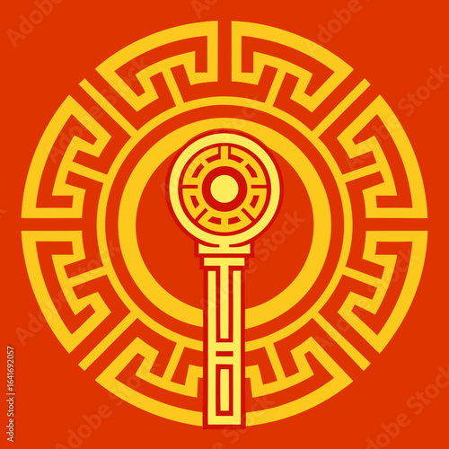 Traditional chinese auspicious symbol with a key motif