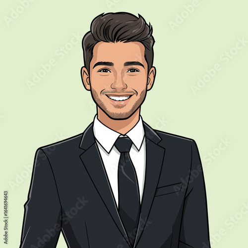 Smiling Cartoon Businessman Portrait: Friendly, Confident, and Approachable