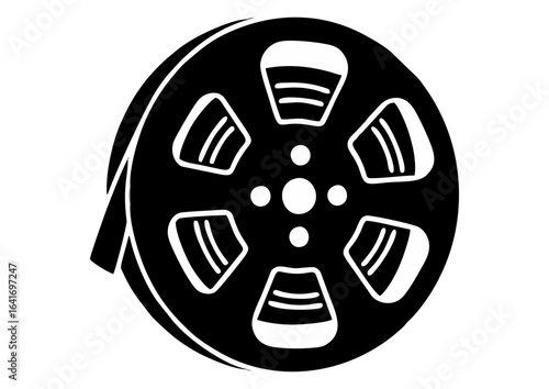 Black silhouette of a basketball on white background for sports and athletic conce