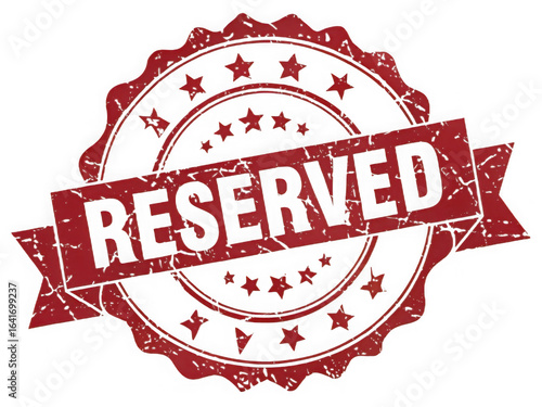 Red and black circular stamp with the word reserved in bold letters isolated on transparent background