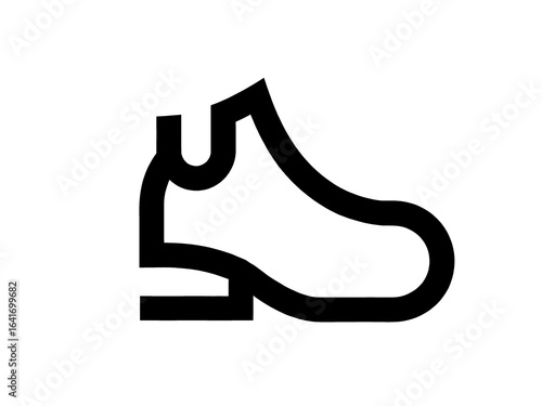 Minimalist black line shoe icon outline for footwear store logos, sneaker branding, shoe repair signs, and fashion-related digital graphics