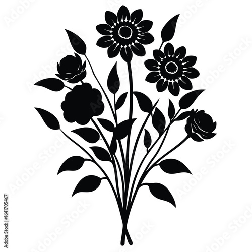 Florist element isolated flower arrangement on white background 