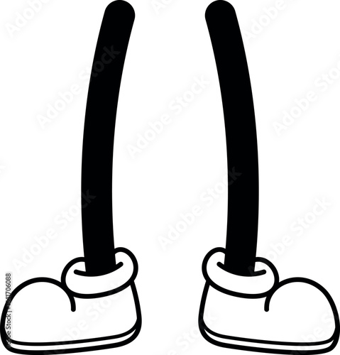 Pair of legs black-and-white caricature