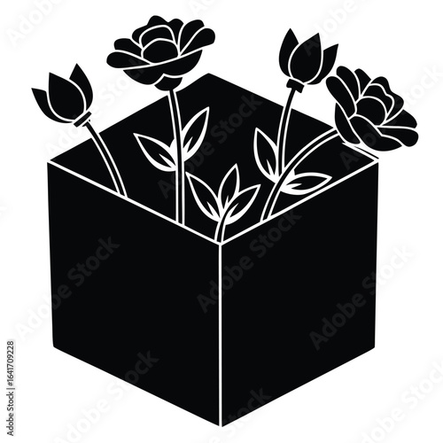 Florist element isolated flower delivery box on white background 