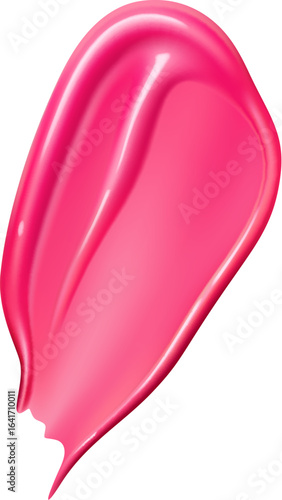 Realistic pink lipstick cosmetic swatch of lip color makeup and paint smear, isolated vector. Red lipstick swatch of cream blob stroke smudge for lipstick gloss, liquid blush makeup and nail polish