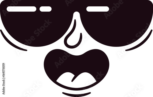 Cool funky anthropomorphic face smiley