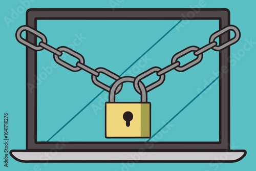 Laptop computer secured with a chain and padlock security