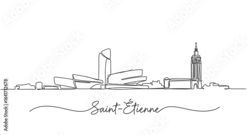 Saint Etienne Skyline Silhouette Minimalist Art.