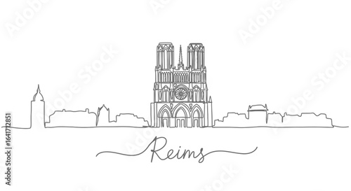 Reims Skyline Outline France Architecture.