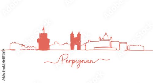 Perpignan skyline with France Minimalist vector.