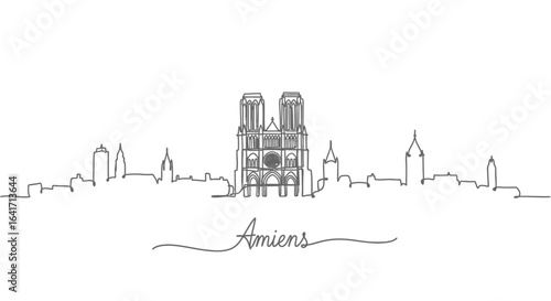Amiens Skyline with France Minimalist Vector Art.