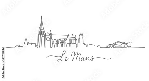 Le Mans Skyline Church and Race car.