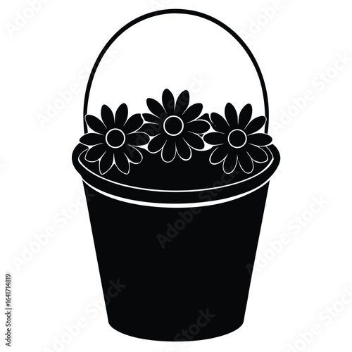 Florist element isolated flower market bucket on white background 