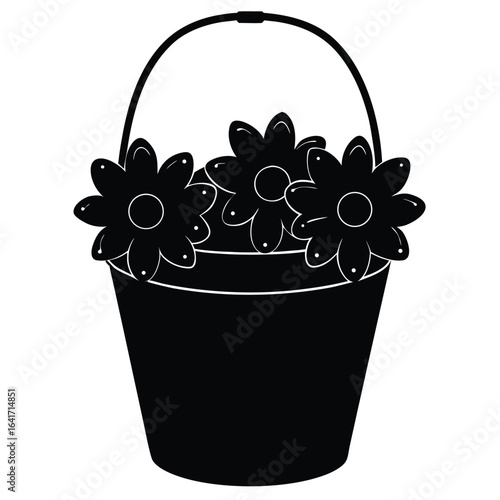 Florist element isolated flower market bucket on white background 