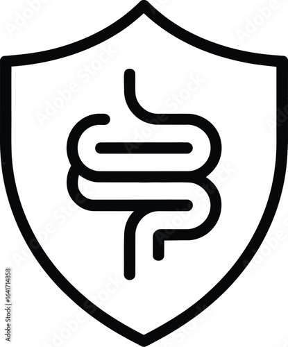 Shielded intestines icon for digestive health protection