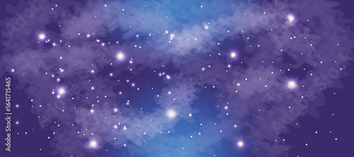 Space galaxy background with many stars. Space infinity with milky way starlight glow astronomical vector background	