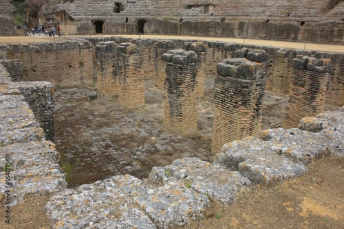The Roman ruins of Italica. Italica, near Seville, Spain, was an ancient Roman city.  The Roman ruins of Italica feature remarkable mosaics and an impressive amphitheatre.