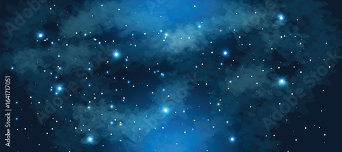 Space galaxy background with many stars. Space infinity with milky way starlight glow astronomical vector background	
