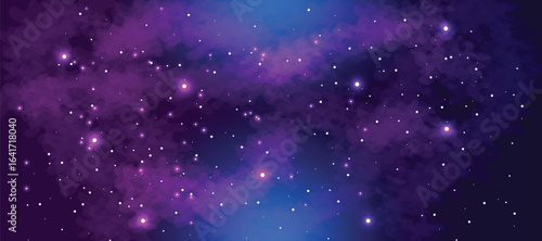 Space galaxy background with many stars. Space infinity with milky way starlight glow astronomical vector background	