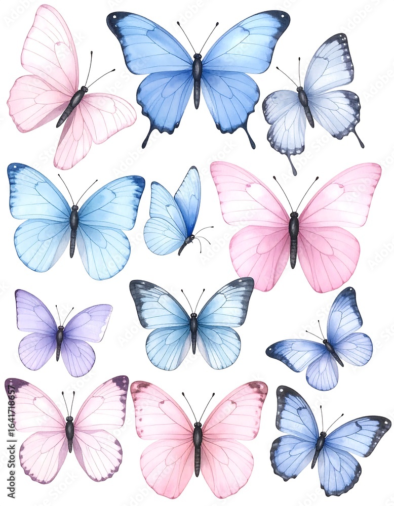Obraz premium Delicate pastel butterflies