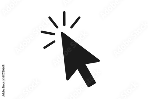 Mouse cursor click icon vector illustration. Arrow pointer clicking symbol. Hand click action concept. Internet navigation, web UI interface, desktop computer, technology. Black click sign isolated.