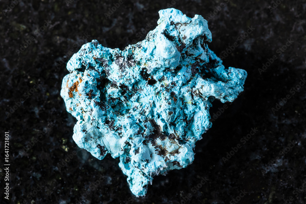 Obraz premium sample of raw shattuckite mineral on black