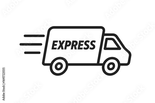 Express delivery icon, fast shipping symbol, urgent parcel shipment, rapid courier service graphic, quick transport vector, instant package dispatch design, transparent background