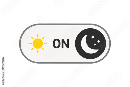 Day and night mode toggle switcher. Sun and moon icons. On off UI element for mobile app, website design, animation. Light dark theme selector. Modern interface button, accessibility feature.